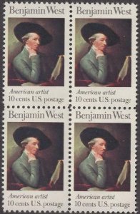 1975 Benjamin West Artist Block of 4 10c Postage Stamps, Sc# 1553, MNH, OG