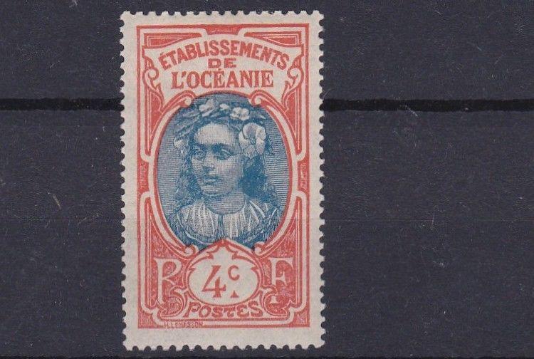 FRENCH POLYNESIA  1913 - 15  4C  BLUE & ORANGE    MH 