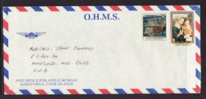 Cook Islands to Hartland WI Official Airmail Cover 