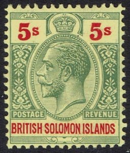 BRITISH SOLOMON ISLANDS 1922 KGV 5/- WMK MULTI SCRIPT CA