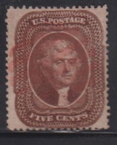 US Classics #30a Used F - VF Light Red Cancel - Pretty! Cat Value: 280