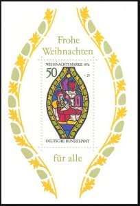 GERMANY BRD 1976 Merry Christmas! Stained Glass Window. Souvenir sheet, MNH