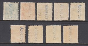 Spanish Guinea Sc 87-91, 93-95, 97 MNH. 1909 King Alfonso XIII, 9 diff, fresh