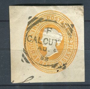 INDIA; 1880s classic QV 4a. 6p. fine POSTMARK Stationary Piece, Calcutta