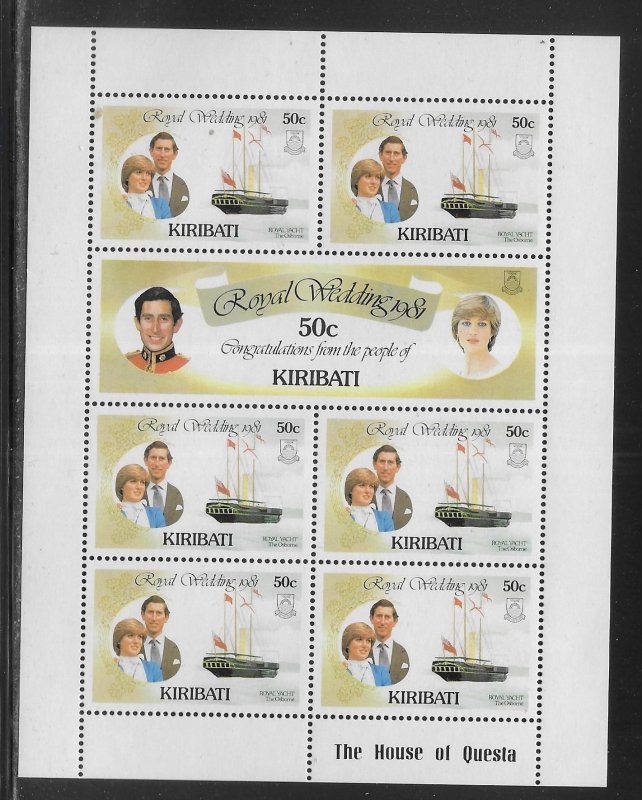 Kiribati 373-378 Diana Wedding set Mini-sheets MNH c.v. $23.55