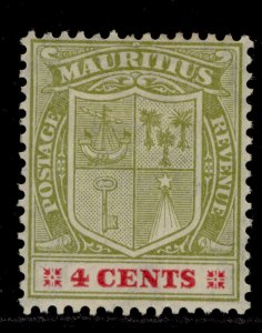 MAURITIUS GV SG209, 4c pale olive-green & carmine, M MINT.