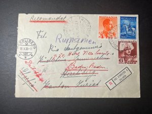 1935 Registered Romania Cover Bucharest to Herrliberg Switzerland
