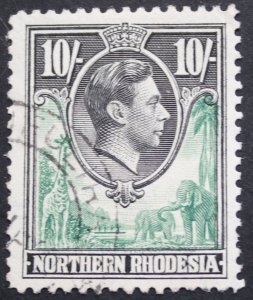 North Rhodesia 1938 GVI Ten Shillings SG 44 used