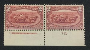 MOMEN: US STAMPS #286 PLATE IMPRINT PAIR MINT OG NH LOT #70943