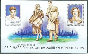 GUINEA BISSAU  2014  60th MARRIAGE  ANN OF JOE DIMAGGIO & MARILYN MONROE S/S NH