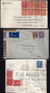 UK GB US 1947 THREE COVERS ONE POSTAGE DUE 42 CENT WITH T HAMPSTEAD TO CHICAGO