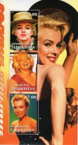 Tajikistan 2001 MARILYN MONROE Souvenir Sheet Perforated (3) MNH