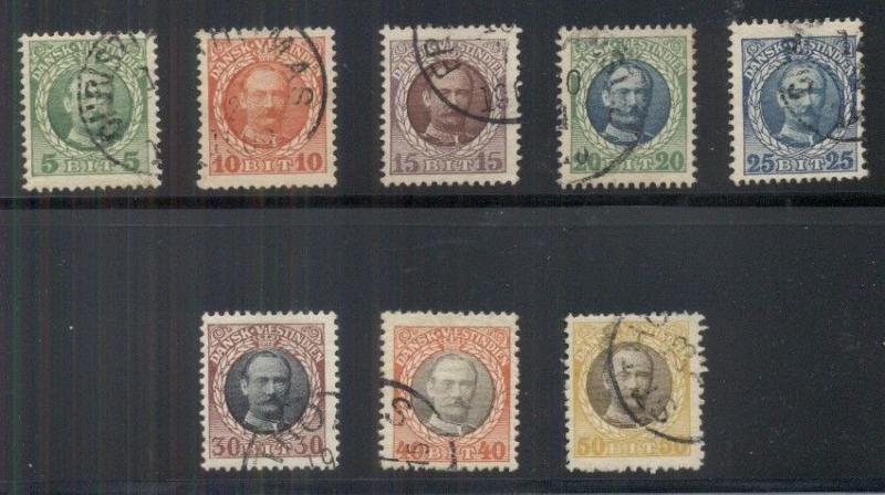 DANISH WEST INDIES #43-50 (41-8) Complete Fred VIII set, used, VF, Scott $114.30