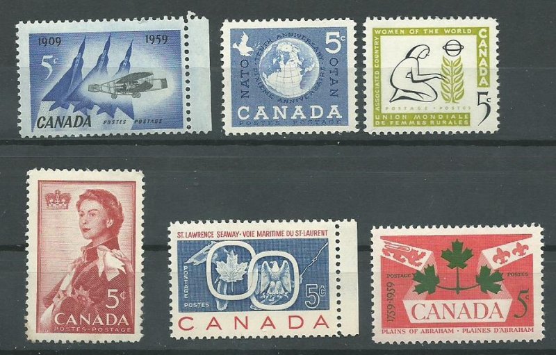 Canada  383-388   Mint NH VF Complete year set  PD 1959