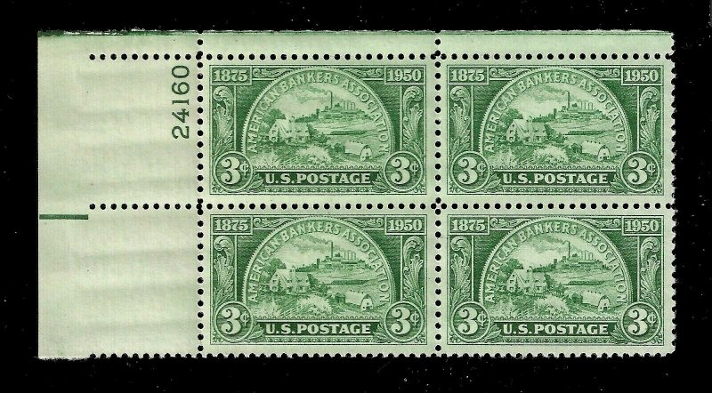 US 1950 Sc # 987 ~ 3 c American Bankers ~ Mint NH Plate Block of 4