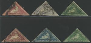 6 Diff Cape of Good Hope Triangles - Sc# 3 5 6 12 13 & 15 NICE!  S1672