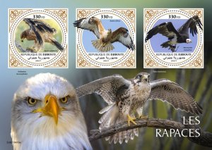 DJIBUTI - 2021 - Birds of Prey - Perf 3v Sheet - Mint Never Hinged