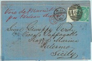 BK0775 - GB - POSTAL HISTORY - SG # 100 P. 4 on COVER from LIVERPOOL 1868