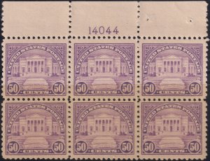 #570 Mint NH, VF, Plate number block of 6 (CV $750) (CV $70 - ID29576)