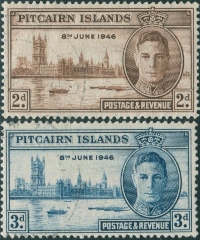 Pitcairn Islands 1946 SG9-10 Parliament House London set FU