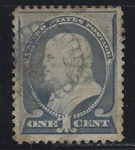 Scott # 212  Lot E331  Franklin ultramarine  Rare Fancy Cancel  Used