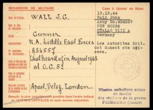 UK 1944 Middle East German POW Camp Stalag VIII Red Cross Cover Catholic S 89642