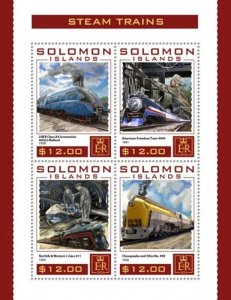 Solomon Islands - 2016 Steam Trains - 4 Stamp Sheet - SLM16405a