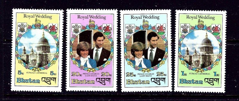 Bhutan 317-20 MNH 1981 Prince Charles Wedding