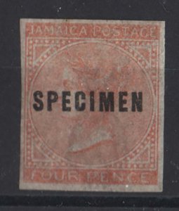 Jamaica 1860 4d brown-orange wmk pineapple sg4 very fine mint imperf 'specimen