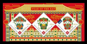 CHRISTMAS IS 2020 Year of the RAT Zodiac MINISHEET - Chinese New Year