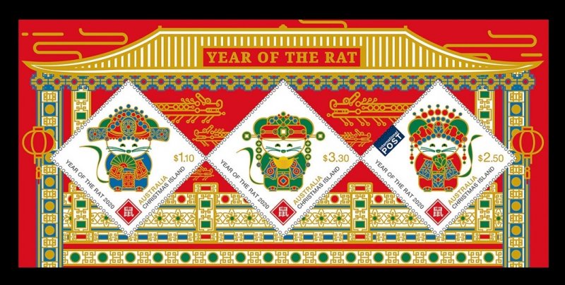 CHRISTMAS IS 2020 Year of the RAT Zodiac MINISHEET - Chinese New Year