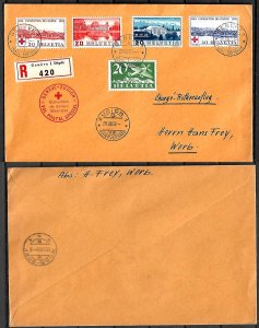 SWITZERLAND STAMPS. 1939 RED CROSS POSTAL SPECIAL, REG. COVER