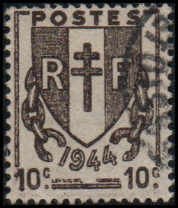 France 524 - Used - 10c Coat of Arms (1945)