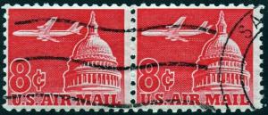 SC#C64 8¢ Jet Airliner Over Capitol Pair (1962) Used