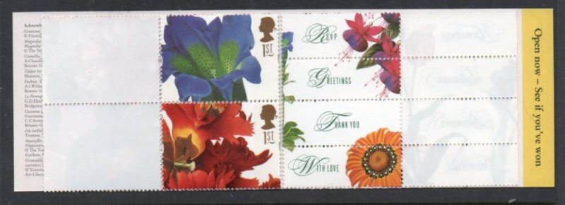 Great Britain Sc 1722a 1997 Flowers Greetings stamp booklet mint NH