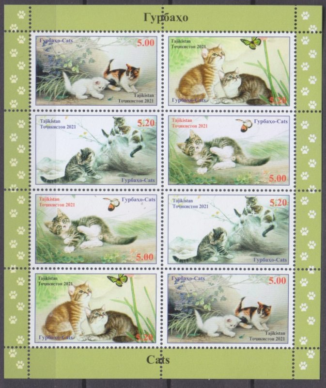 2021 Tajikistan  1015-1018KL Cats 22,00 €