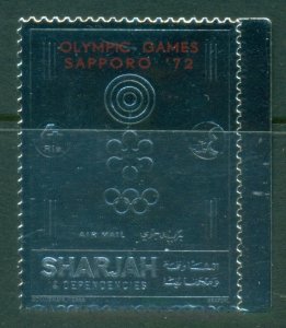 Sharjah 1972 Mi#1043A Winter Olympics Sapporo Red Opt Silver Foil embossed MLH