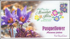 22-042, 2022, Mountain Flora, First Day Cover, Digital Color Postmark, Pasqueflo
