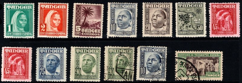 Vintage Spanish Tangiers Value Pack 48 Assorted Stamps Mixed Condition