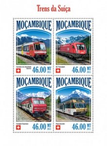 Mozambique 2013 Swiss Trains  4 Stamp Sheet 13A-1414