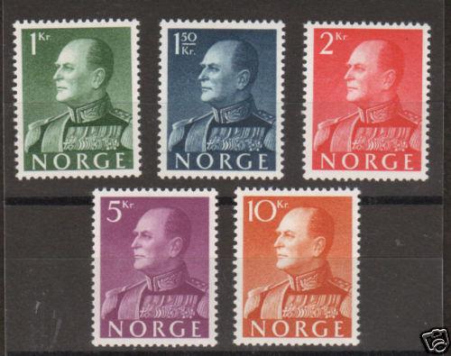 Norway Sc 370-374 MLH. 1959 King Olav V definitives, complete set, VLH, VF