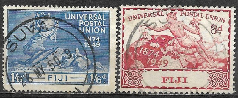Fiji 1949 Used Stamps 75th Anniversary Universal Postal Union UPU 