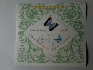 IVORY COAST SHEET IMPERF BUTTERFLIES INSECTS