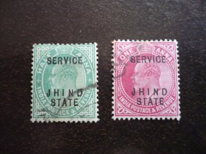 Stamps-Indian Convention State Jhind-Scott#O23-O24-Used Part Set of 2 Stamps