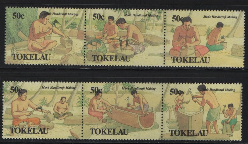 Tokelau  163-164 (2) STRIP OF 3, HINGED, 1989 Food gathering