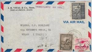 58616  -  HAITI - POSTAL HISTORY: COVER to ITALY - 1955 - HELICOPTER 