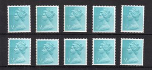 1/2p SIDE BAND MACHIN x10 UNMOUNTED MINT SG X842 Cat £550 (TRIMMED PERFS)