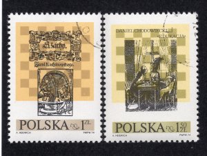 Poland 1974 Set of 2 Chess Festival, Scott 2043-2044 CTO, value = 50c