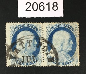 MOMEN: US STAMPS # 24 USED PAIR POS.62-63R8 LOT # 20618