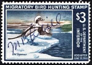 RW34 $3.00 Old Squaw Ducks Stamp (1967) Signed